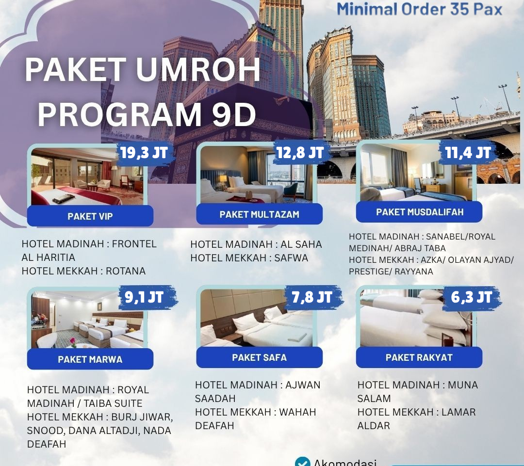 Paket Umrah Reguler Barakah 9 Hari